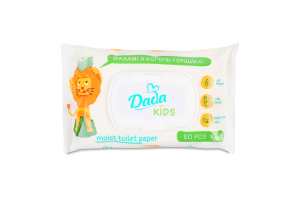 Папір туалетний влогий дитячий 50шт з клапаном ДаДа