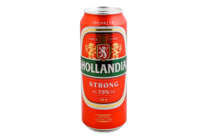 Пиво 0.5л 7.5% світле фільтроване пастеризоване Strong Hollandia з/б