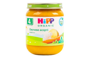 Пюре овощное для детей от 4мес стерилизованное Овощное ассорти Organic Hipp с/б 125г