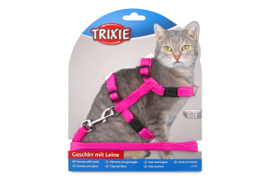 Шлея з повідцем д/котів нейлон 10мм 22-42см Trixie
