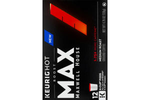 Maxwell House Medium Roast K-Cup Pods Max 1.75x More Caffeine - 12 CT