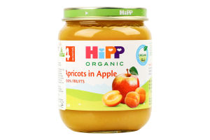 Пюре фруктовое для дітей від 4міс Абрикоси в яблуках Organic Hipp с/б 125г