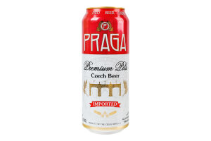 Пиво 0.5л 4.7% світле фільтроване солодове пастеризоване Premium Pils Praga з/б