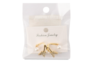 Сережки-гвіздки жовтий метал з камінцями та штучною перлиною в асортименті ZBYK250513156