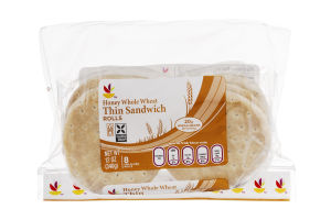 Ahold Honey Whole Wheat Thin Sandwich Rolls Pre-Sliced - 8 CT