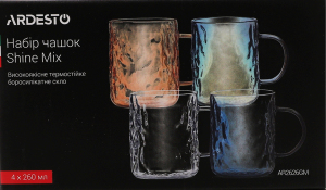 Чашка Shine mix 260мл боросилікатне скло 4шт Ardesтo