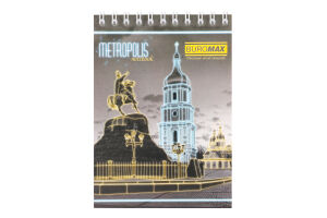 Блокнот Метрополіс А6 клітинка пружина зверху картонна обкладинка 48аркушів BM.24645101-02 Буромакс