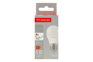 Лампа светодиодная 6W 510lm E27 4100К G45 Titanum 1шт