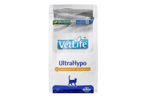 Корм сухой натуральный рацион для котов UltraHypo Vet Life Farmina м/у 2кг
