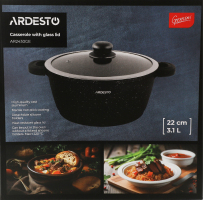 Каструля Gemini Anzio 3,1л чорний алюміній з скляною кришкою Ardesтo