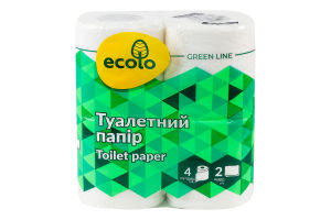 Папір туалетний 2-х шаровий Ecolo 4шт
