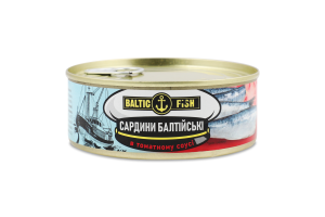 Сардини Балтійські в томатному соусі 240г ж/б з ключем Baltic Fish