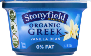 Stonyfield Organic Greek Nonfat Yogurt Vanilla Bean