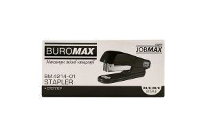 Степлер чорний пластик скоба №24/26 20аркушів Buromax