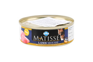 Корм консервированный полнорационный для взрослых котов Мусс с ягненком Matisse Farmina ж/б 85г