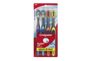 Colgate 360 Total Advanced Floss-Tip Bristles Soft Toothbrush - 4 PK