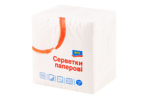 Салфетки бумажные однослойные 21х24см aro 100шт