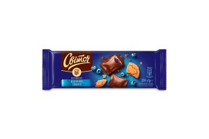 Шоколад молочный с кусочками печенья, черничной начинкой и начинкой с молоком Світоч м/у 235г