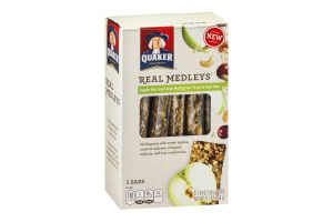 Quaker Real Medleys Apple Nut Harvest Multigrain Fruit & Nut Bar - 5 CT