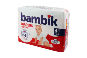 Трусики-подгузники для детей 7-18кг 4 Bambik 36шт