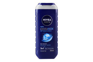 Гель для душа для тела, лица и волос 3в1 Cool kick Nivea Men 250мл