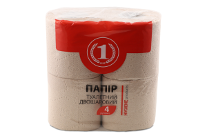 Папір туалетний 2-х шаровий сірий ТМ "1" 4шт