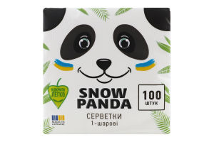 Салфетки бумажные столовые однослойные 33х33см Snow Panda 100шт