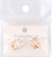 Сережки-гвіздки жовтий метал з камінцями та штучними перлами в асортименті LF25051509