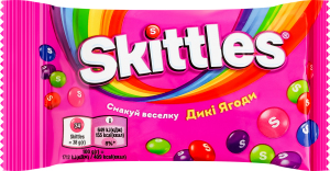 Драже жувальні в різнокольоровій цукровій оболонці Дикі ягоди Skittles м/у 38г