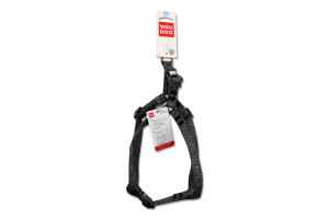 Шлея з QR паспортом сіра відновлена бавовна світловідбиваюча пластиковий фастекс р.S 15мм L40-55см 032411 ВауДог Ре-коттон