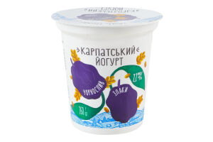Йогурт 2.2% десертный с наполнителем Чернослив-злаки Карпатский Галичина ст 260г