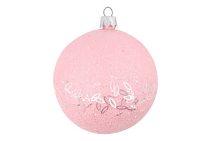 Куля новорічна рожева пластик пастель/рис 8см КМ