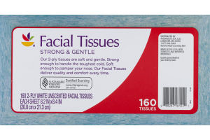 Ahold Facial Tissues Strong & Gentle 2-Ply White Unscented - 160 CT