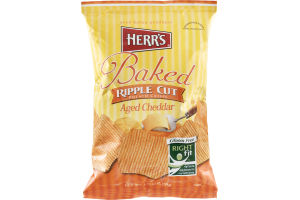 Herr's Oven Baked & Gluten Free Ripple Cut Potato Crisps Aged Cheddar