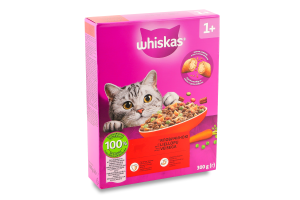 Корм сухий повнораціонний для дорослих котів З яловичиною Whiskas к/у 300г