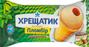 Морозиво пломбір зі смаком лісового горіха у вафельному стаканчику Київський Хрещатик м/у 90г