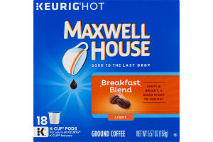 Maxwell House 100% Arabica Coffee Cafe Collection Breakfast Blend Mild Roast Single Serve Cups - 18 CT