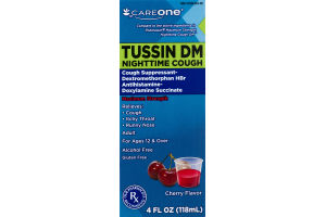CareOne Tussin DM Nighttime Cough Suppressant Cherry