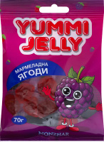 Конфеты желейные с сахаром и подсластителем Мармеладные ягоды Yummi jelly Monzhar м/у 70г