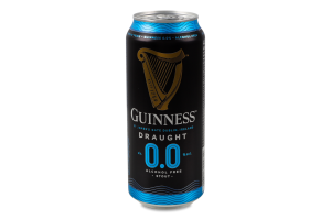 Пиво 440мл 0% безалкогольное темное пастеризованное Draught Guinness ж/б