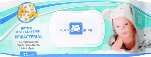 Серветки вологі Еврогруп дит. упак. 72 шт. Antibacterial