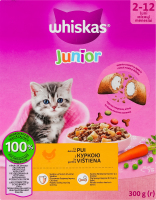 Корм сухой полнорационный для котят с курицей Junior Whiskas к/у 300г