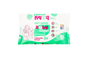 Серветки вологі дитячі Angel антибактеріальні з екстрактом ромашки 60шт Handy Fresh