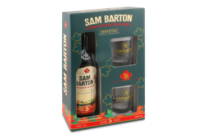 Набір Віскі Y.O. 5років 40% 0,7л+2склянки Sam Barton