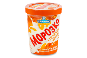 Мороженое 12% с наполнителем карамель Крем-брюле Морозко Хладик ведро 500г