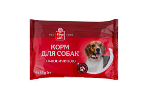 Корм консервований повнораціонний для дорослих собак з яловичиною Fine Life м/у 4х85г