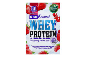 Каша овсяная быстрого приготовления с клубникой и сливками с подсластителями Whey protein Vivsyanushka м/у 50г