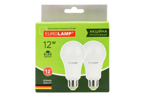 Лампа светодиодная 12W E27 4000K Eurolamp 2шт