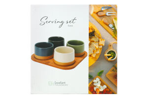 Набір менажниць кераміка 4шт на бамбуковій підставці Excellent Houseware