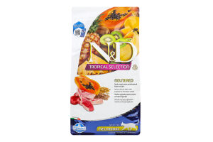 Корм д/стерилізованих котів N&D Tropical Selection низькозерновий з ягням сухий 1,5кг Farmina